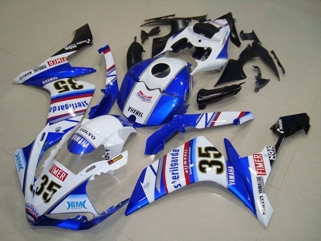 2007-2008 White Blue Red Black Volvo Sterilgarda Yamalube Fimer 35 Yamaha YZF R1 Motorcycle Fairings UK