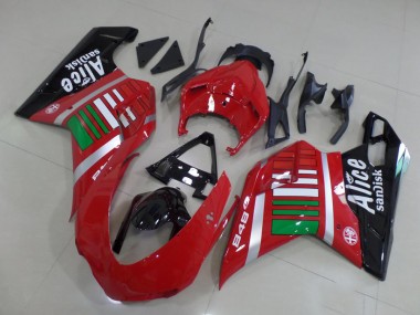 Buy 2007-2014 Red Silver Green Glossy Black Alice Sandisk Ducati 848 Motorcycle Fairings UK