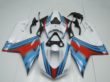 Buy 2007-2014 White Blue Red Ducati 848 1098 1198 Motorcycle Fairings UK