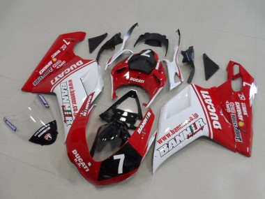 Buy 2007-2014 White Red Glossy Black Banner 7 Ducati 848 1098 1198 Motorcycle Fairings UK