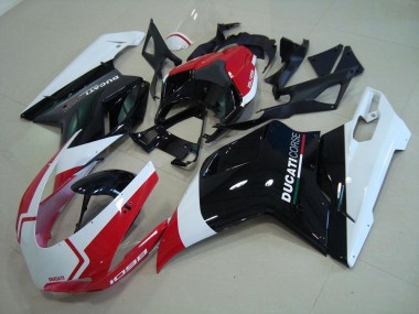 Buy 2007-2014 White Red Glossy Black Corse Ducati 1098 Motorcycle Fairings UK
