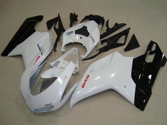 2007-2014 White Glossy Black Ducati 848 Motorcycle Fairings UK