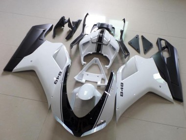Buy 2007-2014 White Matte Black Ducati 848 Motorcycle Fairing UK