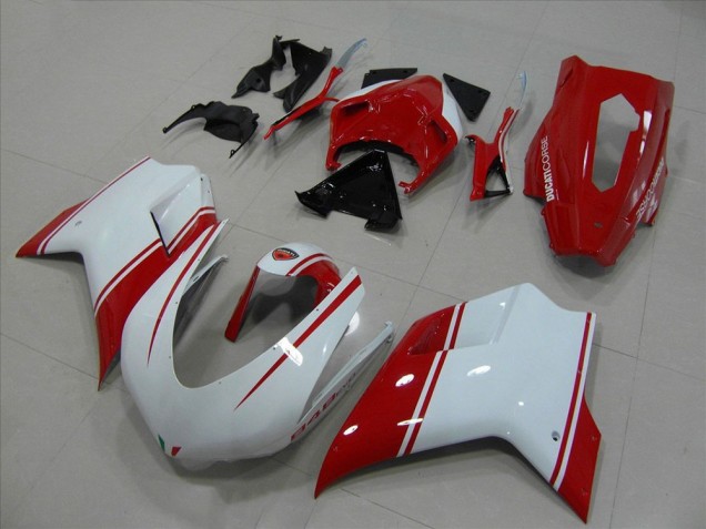 2007-2014 White Red Racing Version Ducati 848 Motorcycle Fairings UK