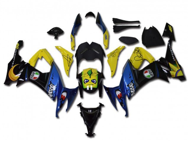 2008-2010 Yellow Black Blue Shark Kawasaki ZX10R Motorcycle Fairings UK