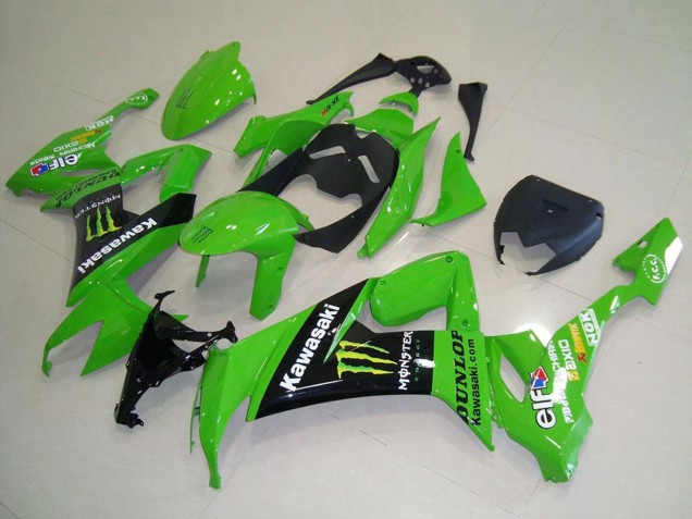 2008-2010 Green Glossy Black Yellow Monster Kawasaki ZX10R Motorcycle Fairings UK