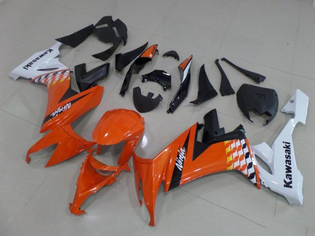 2008-2010 White Orange Black Kawasaki ZX10R Motorcycle Fairings UK