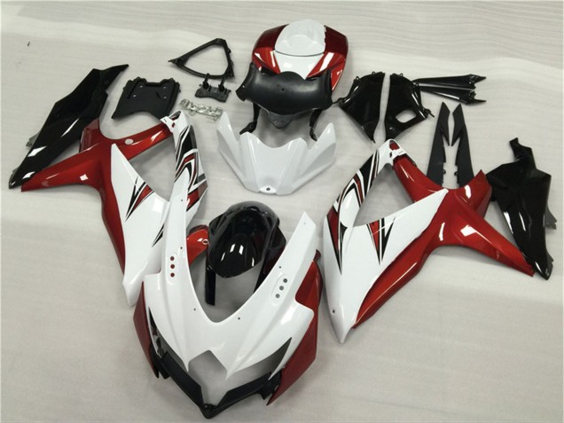 2008-2010 White Red Glossy Black Suzuki GSXR 600/750 Motorcycle Fairings UK