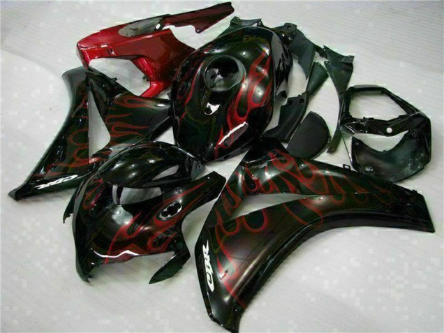 2008-2011 Glossy Black Red Flame Honda CBR1000RR Motorcycle Fairing Kits UK