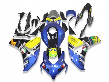 Buy 2008-2011 Blue Yellow Glossy Black Shark Honda CBR1000RR Motorcycle Fairings UK
