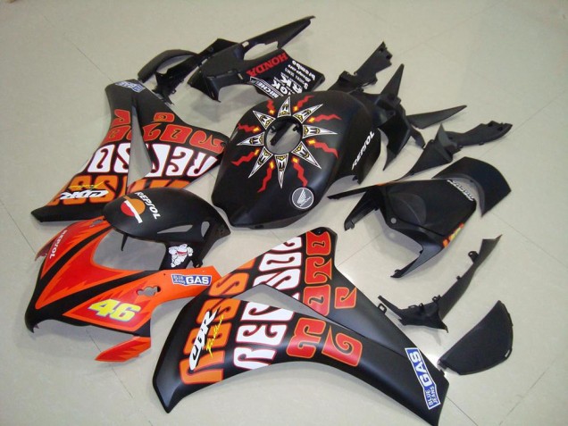2008-2011 Matte Black Orange Rossi Repsol 46 Honda CBR1000RR Motorcycle Fairings UK