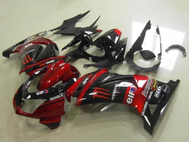 Buy 2008-2012 Candy Red Glossy Black Elf Touch4 Monster Kawasaki ZX250R Motorcycle Fairings UK