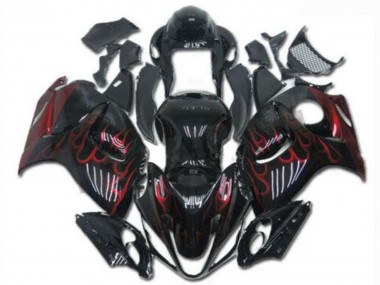 Buy 2008-2020 Glossy Black Red Flame Suzuki GSXR 1300 Hayabusa Motorcycle Fairings UK