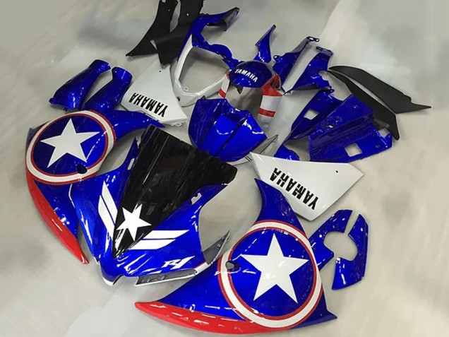 2009-2011 Blue White Red Black Star Captain America Yamaha YZF R1 Motorcycle Fairings UK