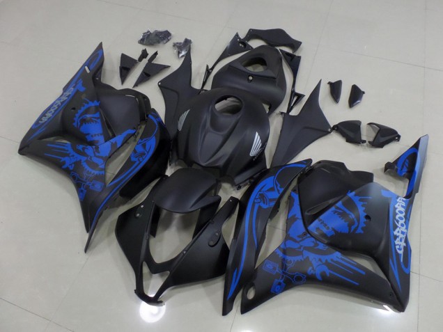 2009-2012 Matte Black Blue Skull Honda CBR600RR Motorcycle Fairings UK