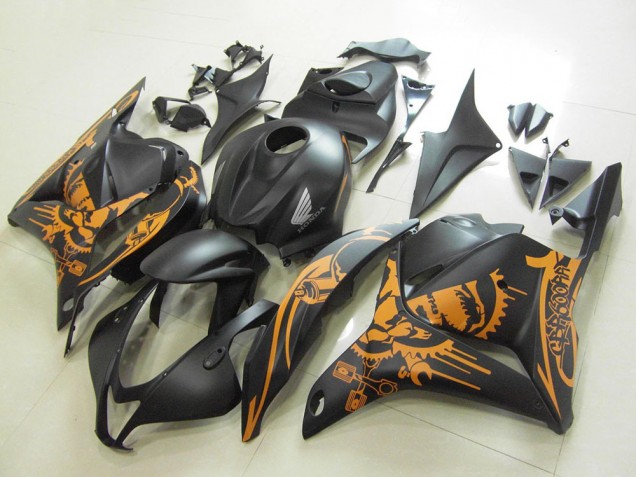 2009-2012 Matte Black Orange Skull Honda CBR600RR Motorcycle Fairings UK