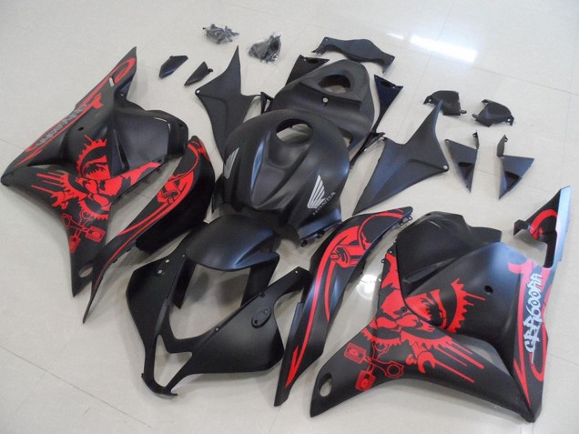2009-2012 Matte Black Red Skull Honda CBR600RR Motorcycle Fairings UK