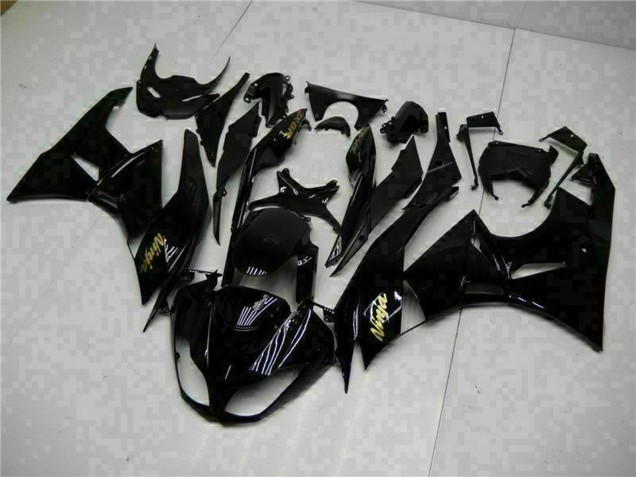 2009-2012 Glossy Black Gold Ninja Kawasaki ZX6R Motorcycle Fairings UK