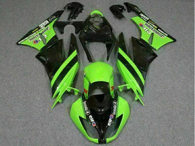 2009-2012 Green Glossy Black Elf Touch4 Bridgestone Kawasaki ZX6R Motorcycle Fairings UK