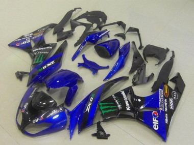 Buy 2009-2012 Blue Glossy Black Green Elf Monster Bridgestone Kawasaki ZX6R Motorcycle Fairings UK