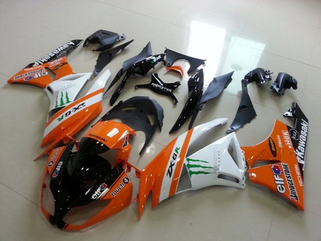 2009-2012 Orange White Glossy Black Green Elf Bridgestone Monster Kawasaki ZX6R Motorcycle Fairings UK