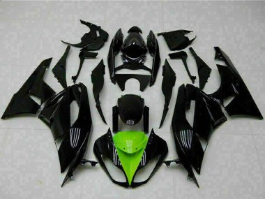 Buy 2009-2012 Glossy Black Green Kawasaki ZX6R Motorcycle Fairings UK