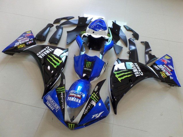 2012-2014 Blue White Glossy Black Green Graves Yamalube Monster Yamaha YZF R1 Motorcycle Fairings UK