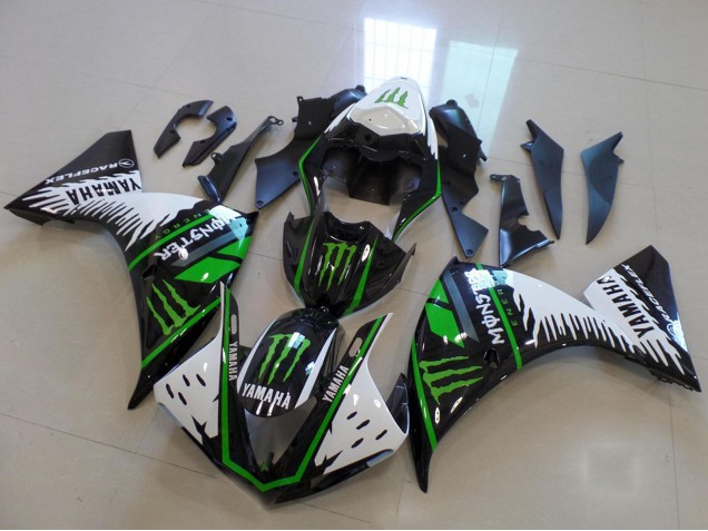 2012-2014 White Black Green Monster Yamaha YZF R1 Motorcycle Fairing UK