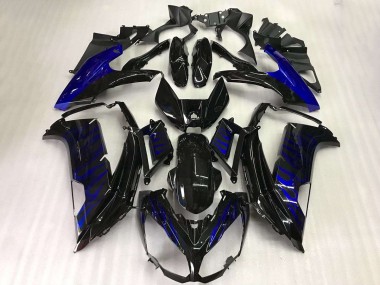 Buy 2012-2016 Glossy Black Blue Flame Kawasaki EX650 Motorcycle Fairings UK