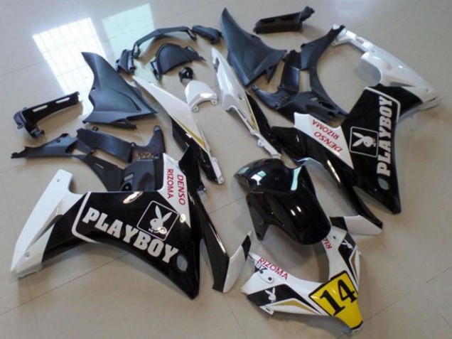 2013-2015 White Yellow Glossy Black Playboy 14 Honda CBR500R Motorcycle Fairings UK
