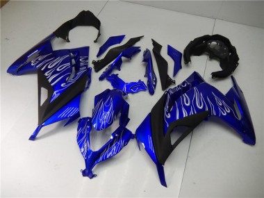 Buy 2013-2024 Blue Black White Flame Kawasaki Ninja 300 EX300R Motorcycle Fairings UK
