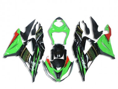 Buy 2013-2018 Green Glossy Black Red Honeycomb Kawasaki ZX6R Motorcycle Fairings UK