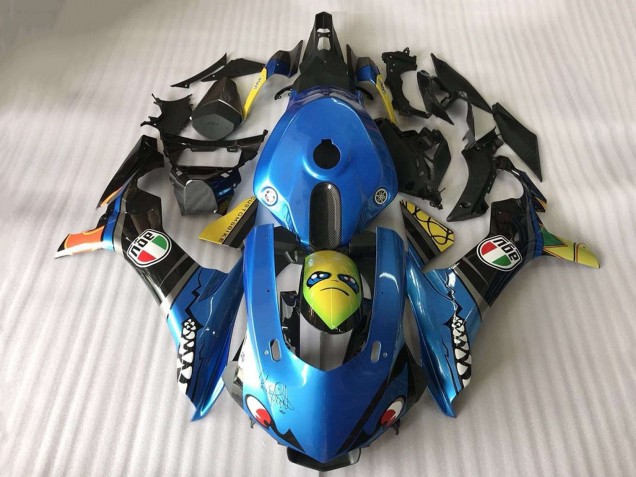 2015-2019 Blue Yellow Shark Yamaha YZF R1 Motorcycle Fairing UK