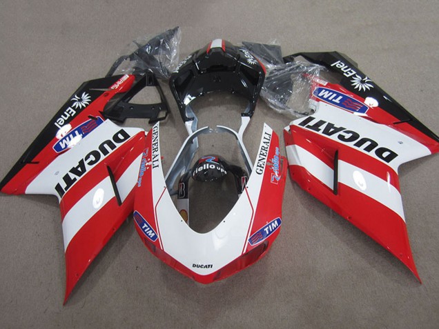 2007-2014 Red White Black Generali Tim Ducati 1098 Motorcycle Fairings UK