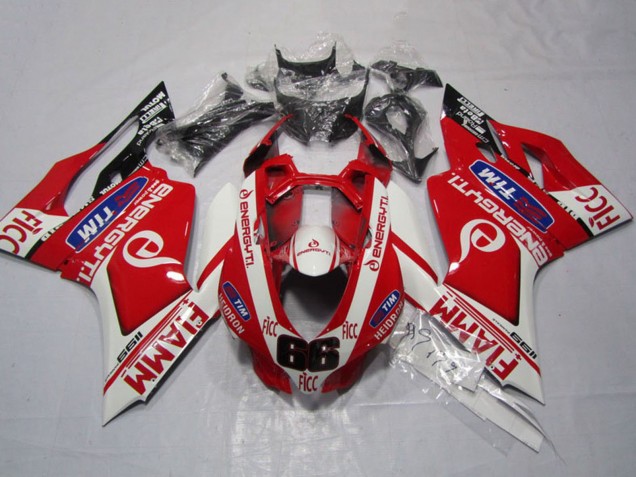 2011-2014 White Red Fiamm Ficc Ducati 1199 Motorcycle Fairings UK