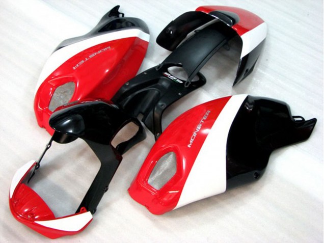 2008-2012 White Red Glossy Black Ducati Monster 696 Motorcycle Fairing UK