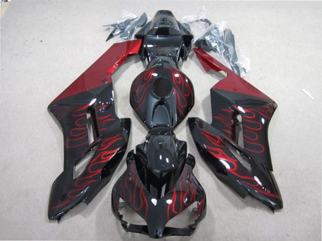 2004-2005 Glossy Black Red Flame Honda CBR1000RR Motorcycle Fairing UK