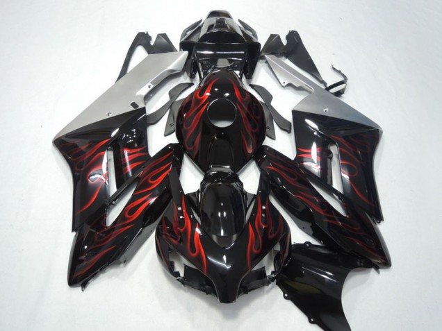 2004-2005 Silver Glossy Black Red Flame Honda CBR1000RR Motorcycle Fairings UK