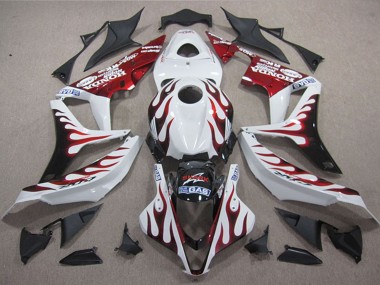 Buy 2004-2005 White Red Glossy Black Flame SHARK Honda CBR1000RR Motorcycle Fairings UK