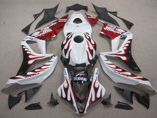 2004-2005 White Red Glossy Black Flame SHARK Honda CBR1000RR Motorcycle Fairings UK