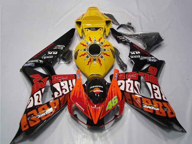 2006-2007 Yellow Orange Glossy Black Rossi Repsol 46 Honda CBR1000RR Motorcycle Fairings UK