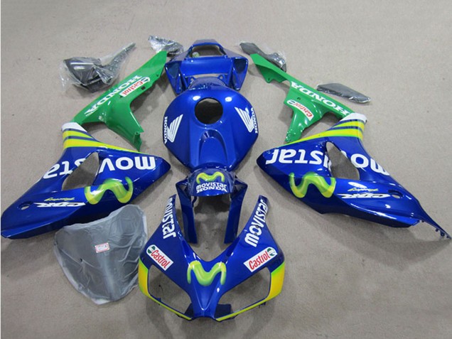 2006-2007 Blue Green Yellow MoviStar Castrol Honda CBR1000RR Motorcycle Fairings UK