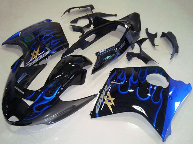 1996-2007 Glossy Black Blue Flame Honda CBR1100XX Blackbird Abs Motorcycle Fairings UK