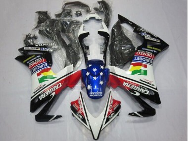 Buy 2013-2015 White Red Blue Glossy Black Star Carrera Lee DENSO EuroBet Honda CBR500R Motorcycle Fairings UK
