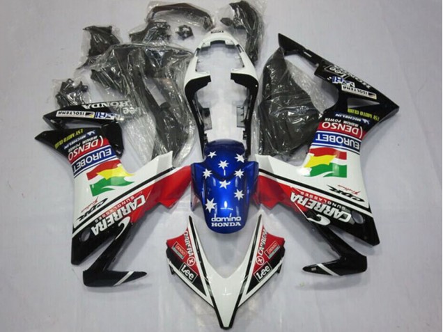 2013-2015 White Red Blue Glossy Black Star Carrera Lee DENSO EuroBet Honda CBR500R Motorcycle Fairings UK
