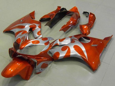 Buy 2004-2007 Silver Orange Flame Honda CBR600 F4i Motorcycle Fairings UK