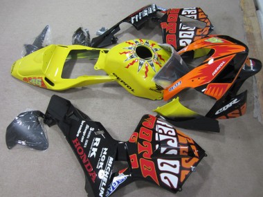Buy 2003-2004 Yellow Orange Glossy Black Rossi Repsol 46 Honda CBR600RR Motorcycle Fairings UK