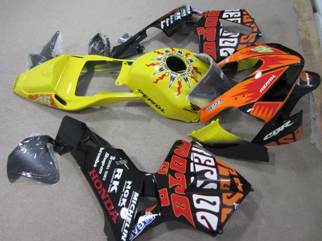 2003-2004 Yellow Orange Glossy Black Rossi Repsol 46 Honda CBR600RR Motorcycle Fairings UK