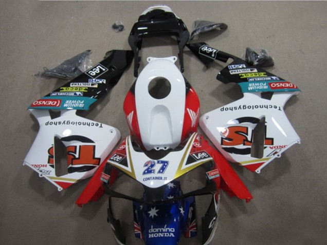 2005-2006 White Red Blue Glossy Black Star Lee 27 Honda CBR600RR Motorcycle Fairings UK