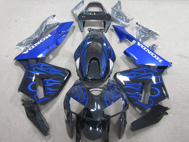 2005-2006 Glossy Black Blue Flame Honda CBR600RR Motorcycle Fairing Kits UK